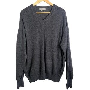 Men's Kinross V-Neck 100% Cashmere Sweater Gray Large